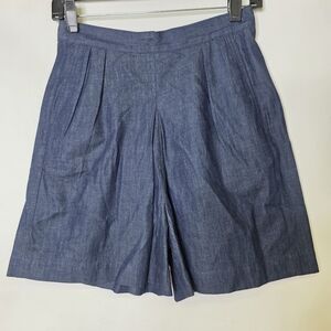3x1  Soft denim  pleated Bermuda shorts
